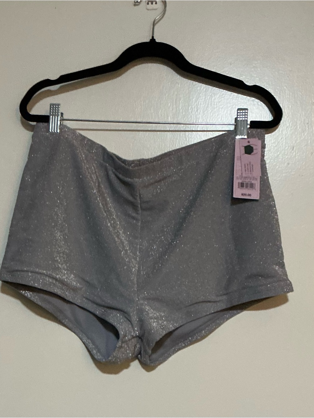 Sparkle High-Waist Lounge Shorts - Silver